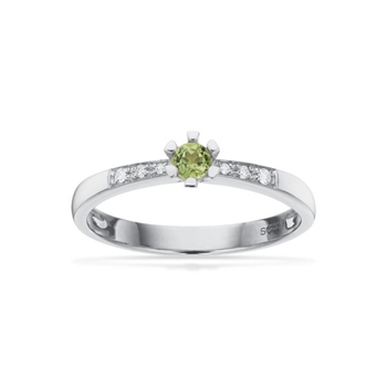 Vida ring 8 kt hvidguld. m peridot og brillanter 7824