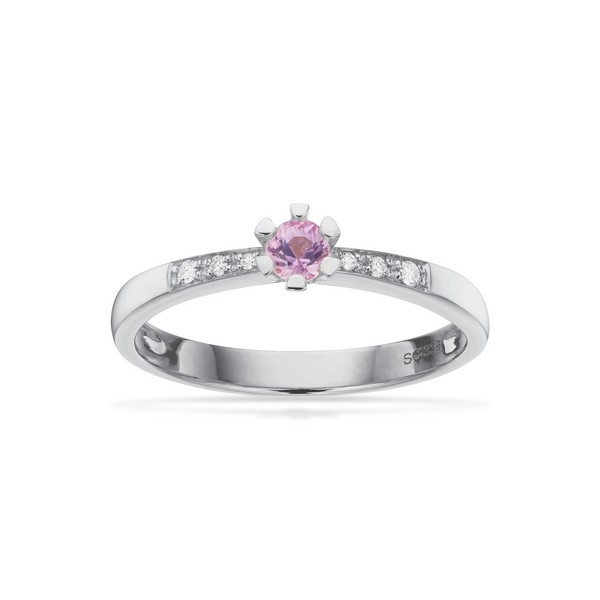 Vida Darling ring 8 kt. hvidguld m. pink safir og brillanter