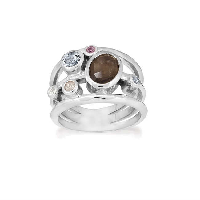 12: Rabinovich - Glam ring i sølv m farvede sten