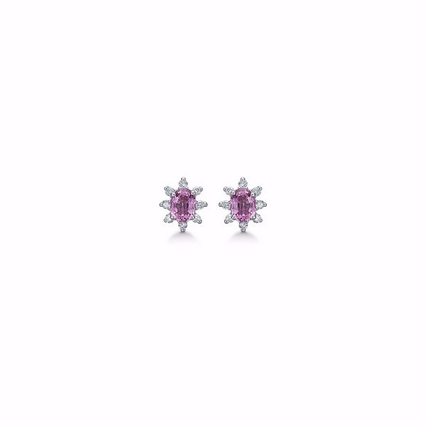 Guld & Sølv Design - Ørestikker pink safir & 0,09ct. i 14kt. hvidguld**