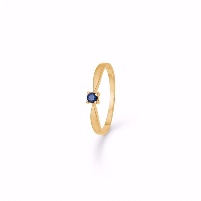 Guld & Sølv Design - Ring i 8kt. guld med blå safir