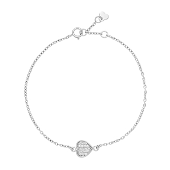 Lund Copenhagen - Armbånd m. hjertevedhæng og zirkonia