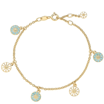Lund Copenhagen Marguerit armbånd m blå og hvide blomster