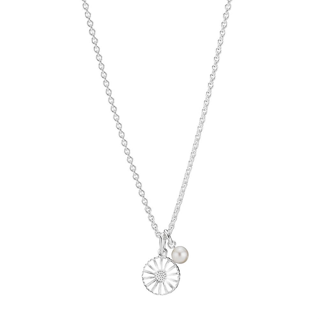 7: Lund Copenhagen - Marguerit halskæde i sølv m. perle(11mm)