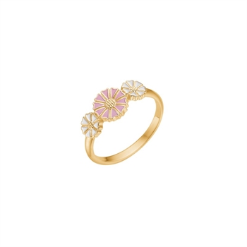 Marguerit ring med lyserød emalje 9075083-M