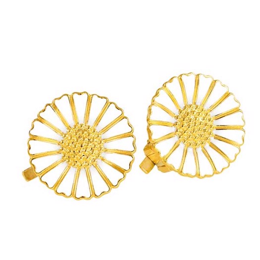 11: Lund Copenhagen - Marguerit øreclips i forgyldt sølv (18mm)