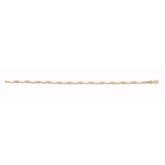 Guld og sølv design - Guld armbånd med zirkonia 19cm 8kt**