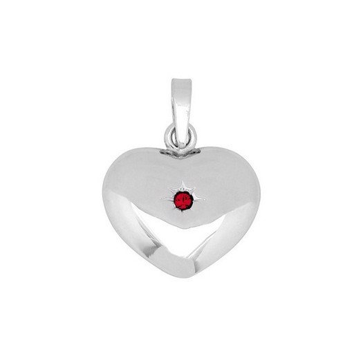 Siersbøl - Hjerte vedhæng m. rubin i sølv (20x15mm.)**