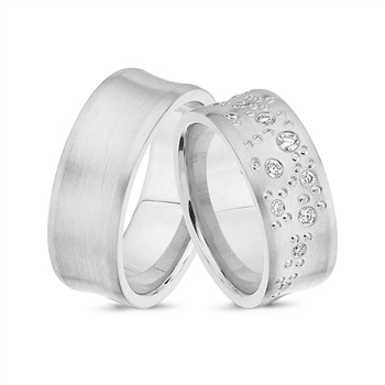 Nuran vielsesringe i 14 kt hvidguld med 0,18 ct stjernedrys