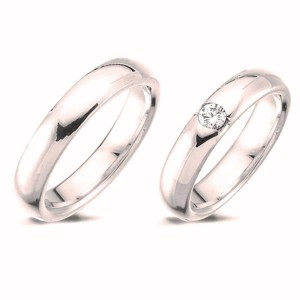 Nuran - Vielsesringe i 14 kt hvidguld m. 1x0,23 ct. brillant