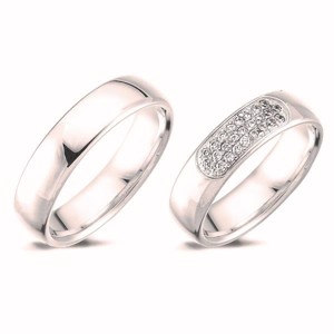 Nuran - Vielsesringe i 14 kt hvidguld m.  i alt 0,25 ct