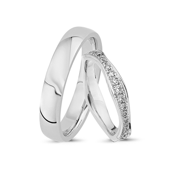 Vielsesringe i 14 kt hvidguld med i alt 0,88ct A4112