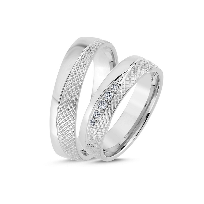 Vielsesringe i 14 kt hvidguld m ialt 0,07ct A4140-007 2
