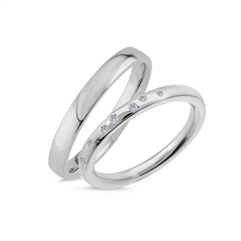 Nuran vielsesringe i 14 kt hvidguld med 0,07 ct stjernedrys