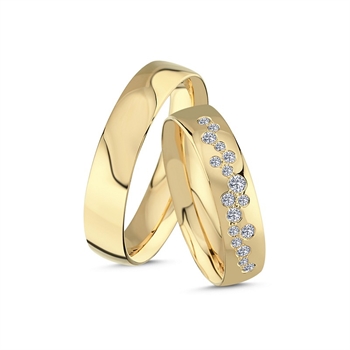 Vielsesringe i 14 kt guld med i alt 0,25ct A4146 025-RG
