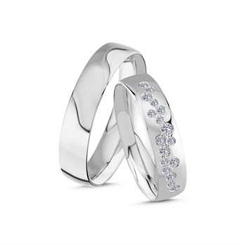 Vielsesringe i 14 kt hvidguld med ialt 0,25ct A4146 025