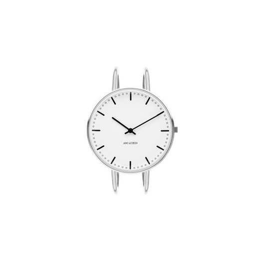 Arne Jacobsen - City Hall Ur Bangle m. hvid urskive og stål bangle Ø30