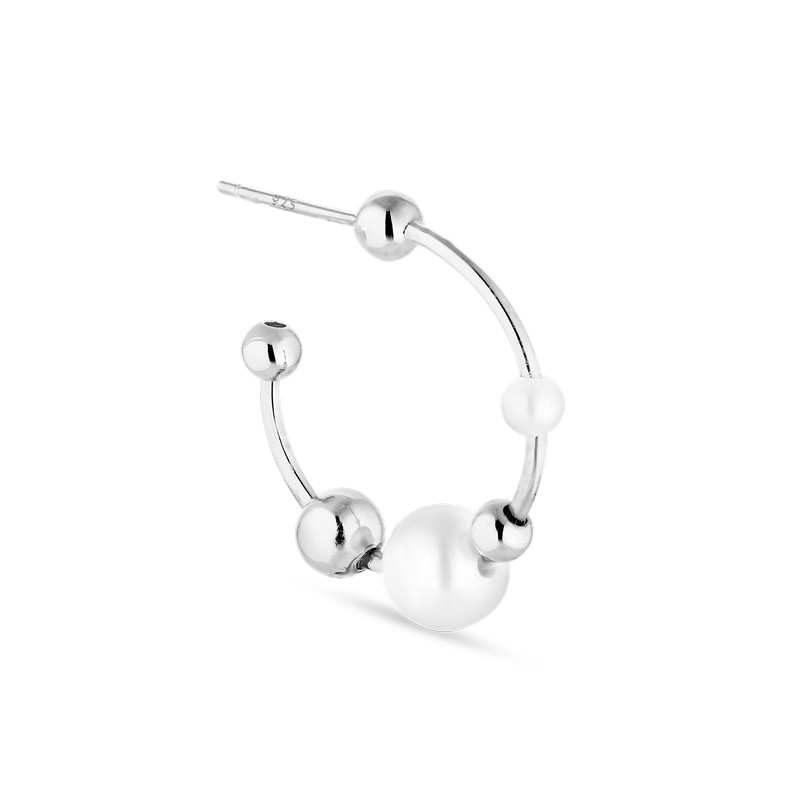 Jane Kønig - Big Pearl Atomic Hoop i sølv