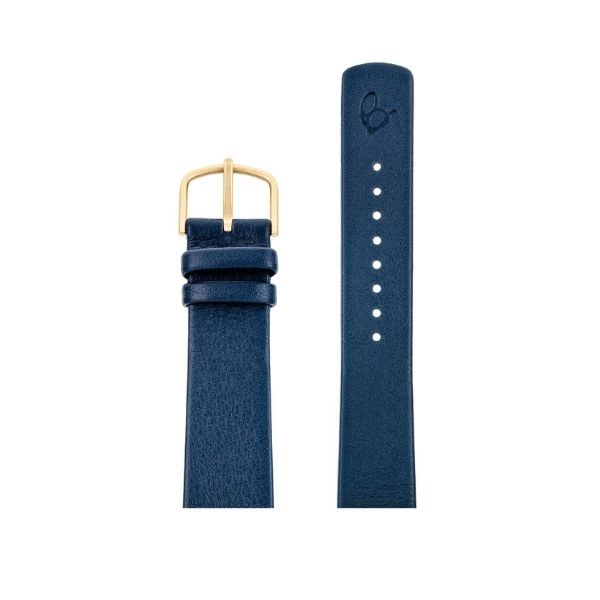 Arne Jacobsen Urrem - Navy blå læderrem m. guld spænde (20mm.)