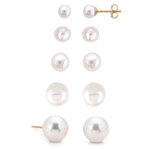 Guld perle øreringe i 14 karat guld Ø3-8 mm