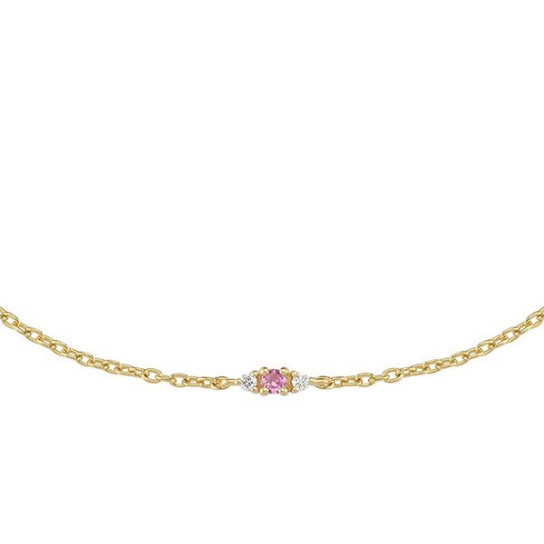 Petit oval - Pink safir armbånd i 14 kt. guld | B1111