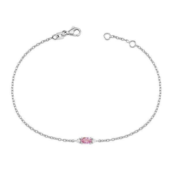 Petit oval - Pink safir armbånd i 14 kt. hvidguld | B1111