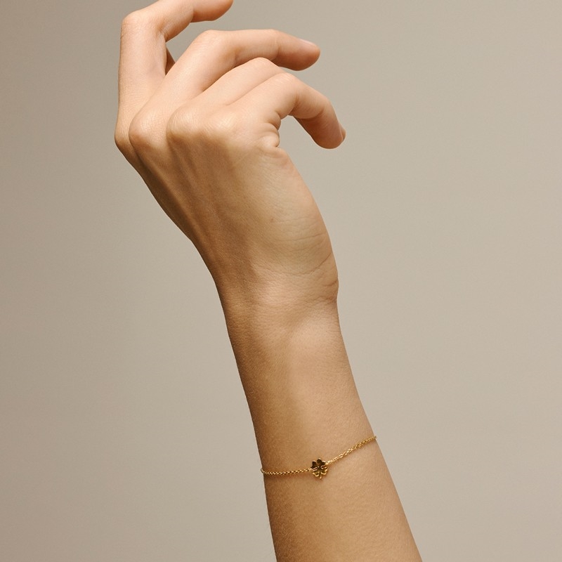 Enamel - Four-Leaf Clover armbånd i forgyldt sølv