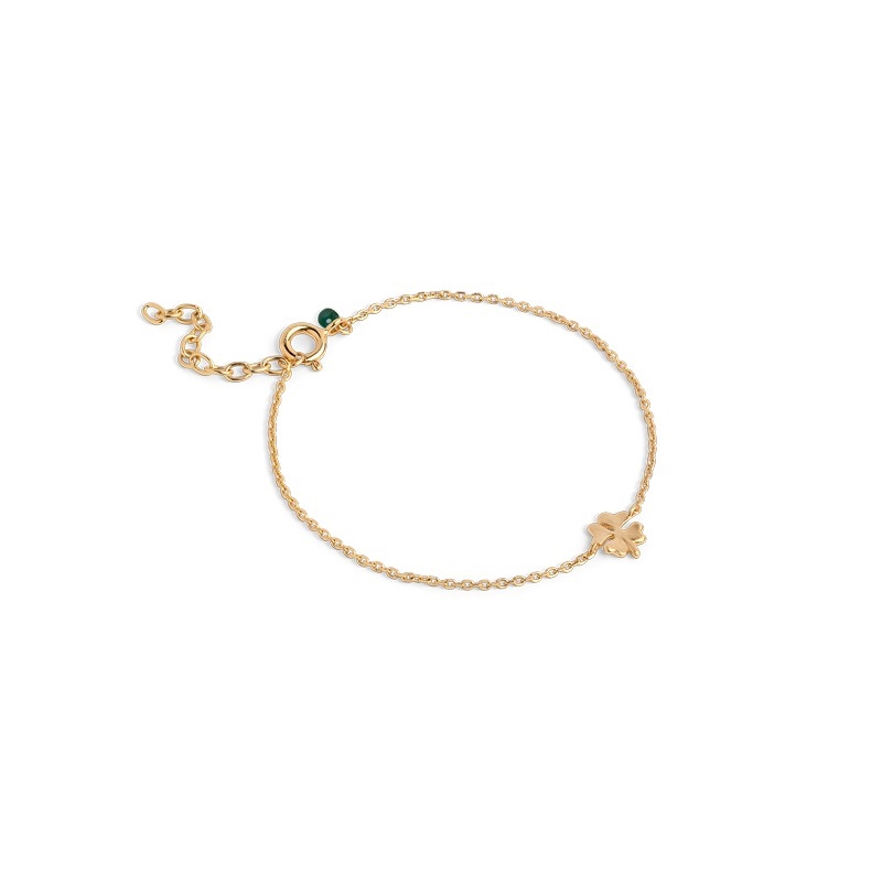 Enamel Four-Leaf Clover armbånd i forgyldt sølv B148GM
