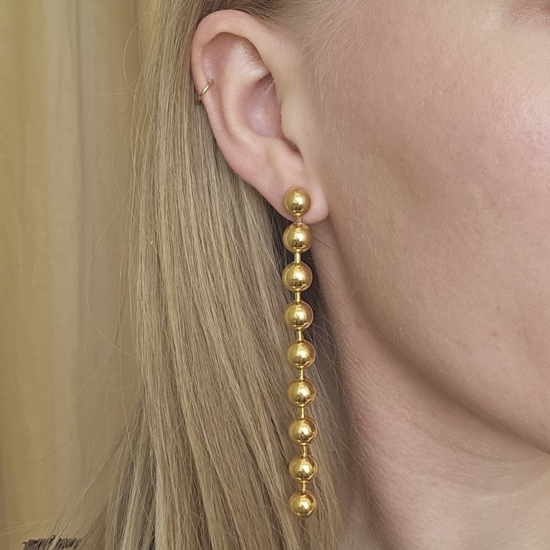 Jane Kønig - Big Atomic Chain ørering i forgyldt sølv