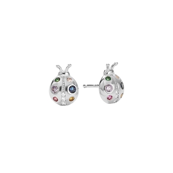 ByBirch Ladybug øreringe i sølv med zirkonia BB-013S
