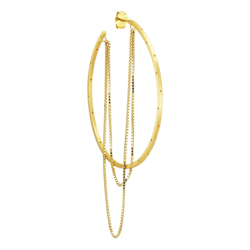 Big Orbis Chain Hoop ørering i forgyldt fra Jane Kønig