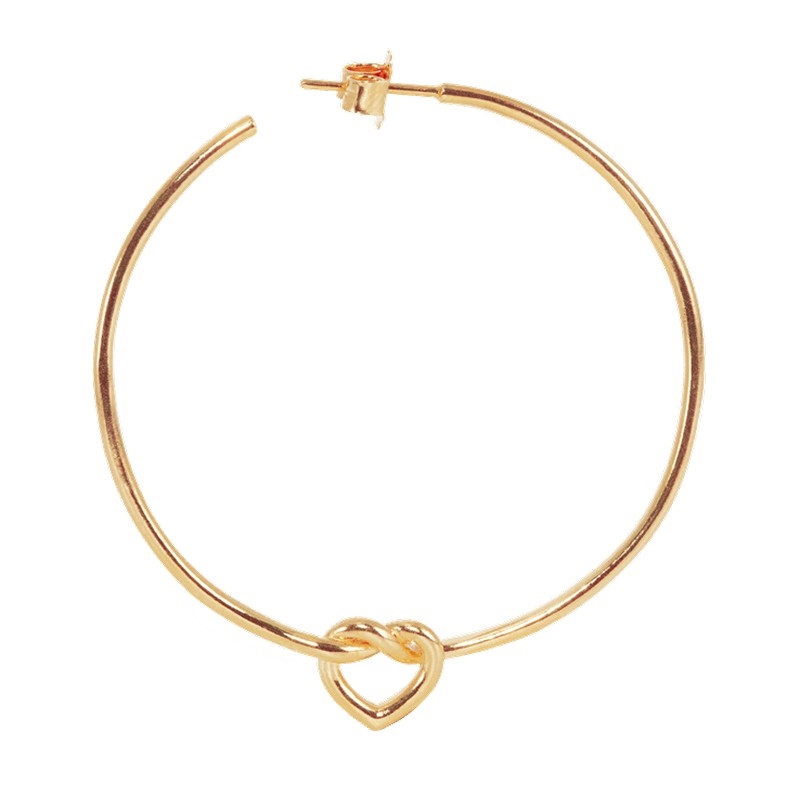 Jane Kønig Big Tied Heart Hoop i forgyldt sølv 2