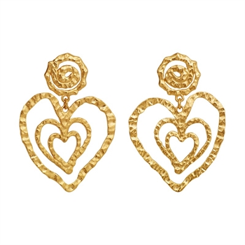 Maanesten Beate hjerteøreringe i forgyldt sølv