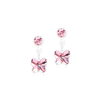Blomdahl - Pendant Butterfly øreringe m rosa krystal