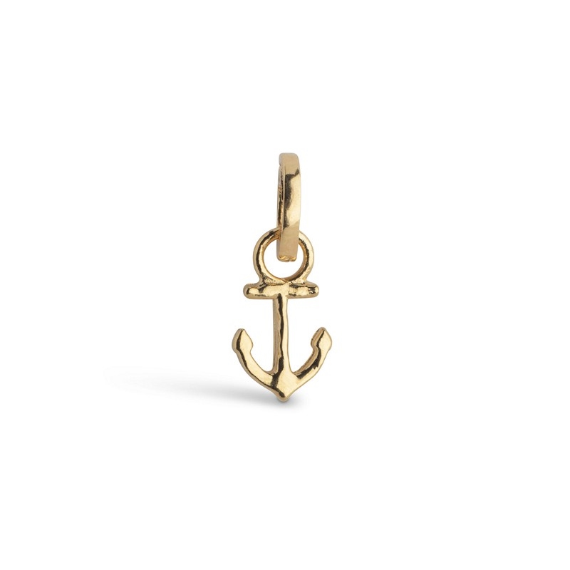 Enamel Anker charm i forgyldt sølv - C014G
