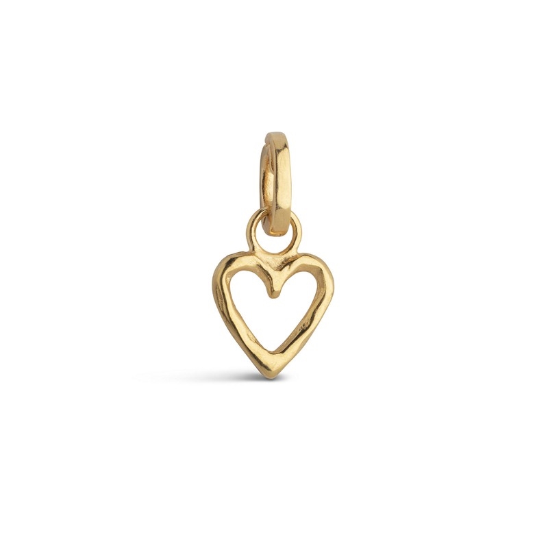 Enamel - Organisk hjerte charm i forgyldt sølv