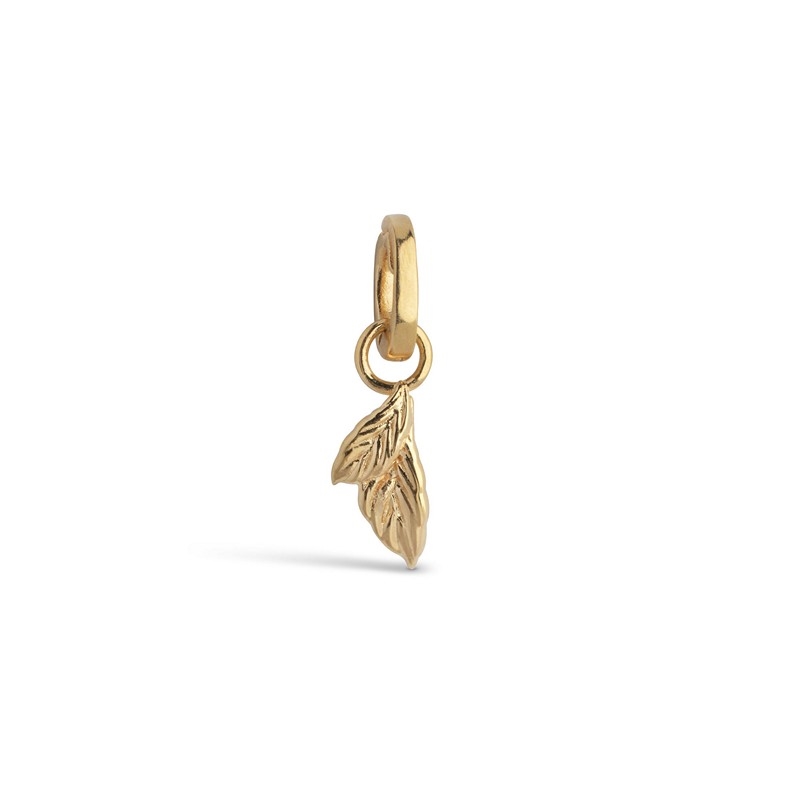 Enamel Organisk blad charm i forgyldt sølv - C022G