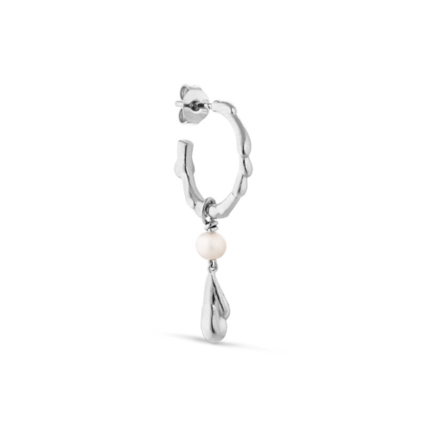 Billede af Jane Kønig - Drippy hoop i blank sølv med perle