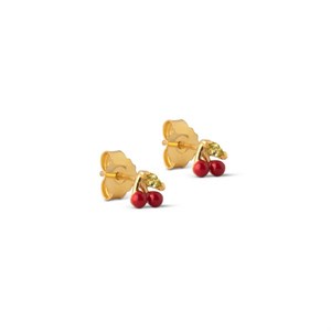 Enamel - Cherry Red ørestikker i forgyldt