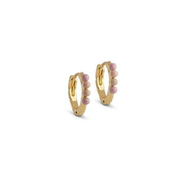 Billede af Enamel - Paula Hoops Ø10mm. i forgyldt sølv (Pink)**