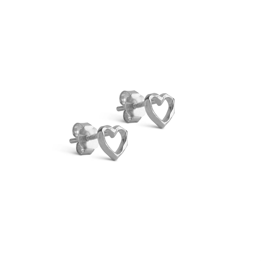 Billede af Enamel - Organic Heart øreringe i sølv med hjerte