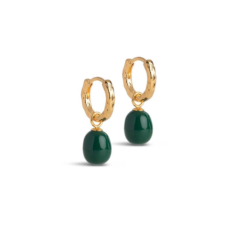 Enamel Significant Hoops i forgyldt sølv E429Gpetrol