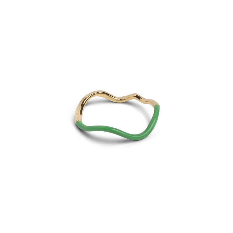 Billede af Enamel - GRASS GREEN Sway ring i forgyldt sølv