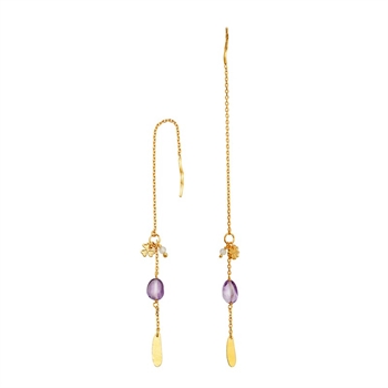 Maanesten Emmeline øreringe i forgyldt sølv med ametyst og prehnit 2