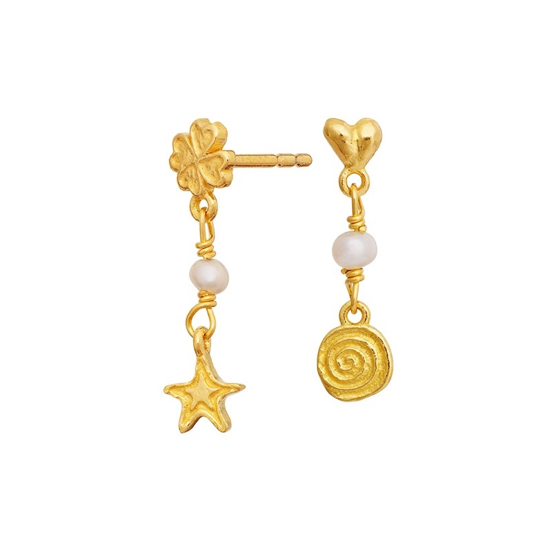 Maanesten Evante øreringe i forgyldt sølv med ferskvandsperler 2