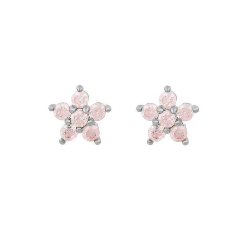 Billede af MerlePerle - Aura stjerne ørestikker i sølv m. rosa zirkonia**