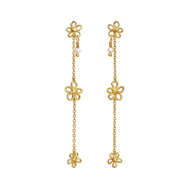 Maanesten Felixa øreringe i forgyldt sølv med perler 2