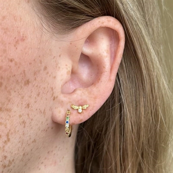 MerlePerle - Katja øreringe i forgyldt sølv m. regnbue zirkonia