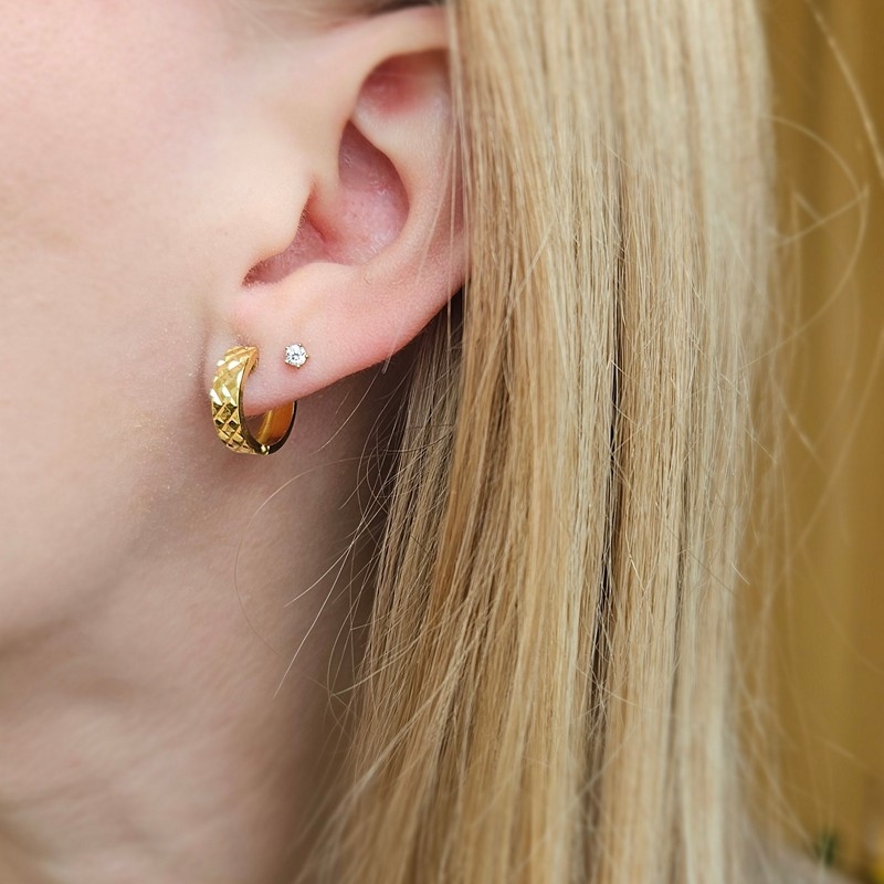 8kt guld creoler med spejl mønster