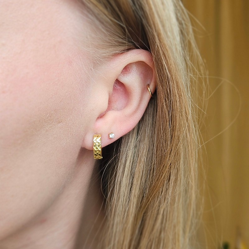 8kt guld creoler med spejl mønster